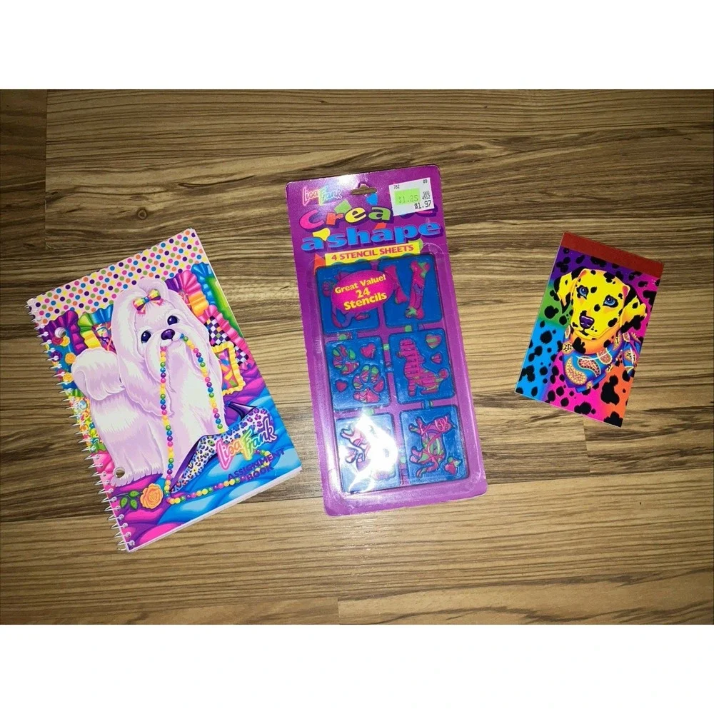Vtg Lisa Frank Princess Pearls dog Assignments‎ Book Maltese Dalmatian 90s
